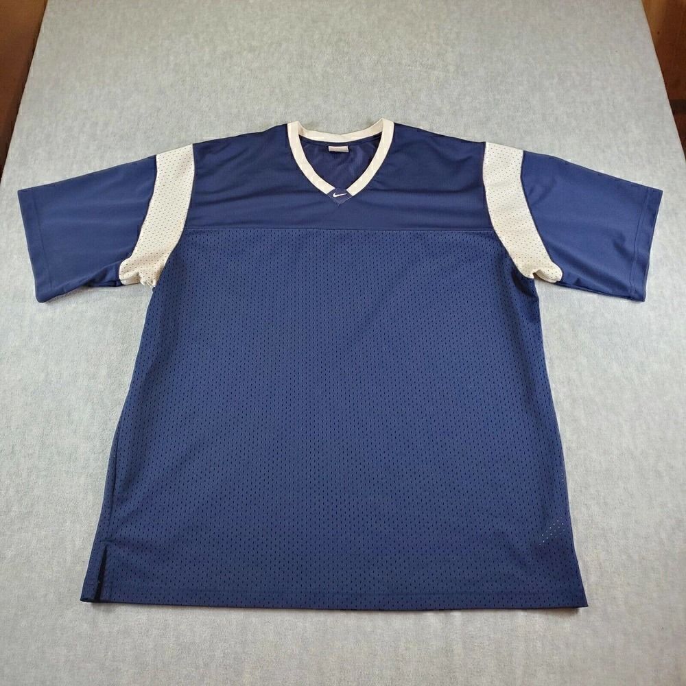 Vintage Nike Jersey Mens 2XL Blue White Soccer Football Mesh Y2K Pullover